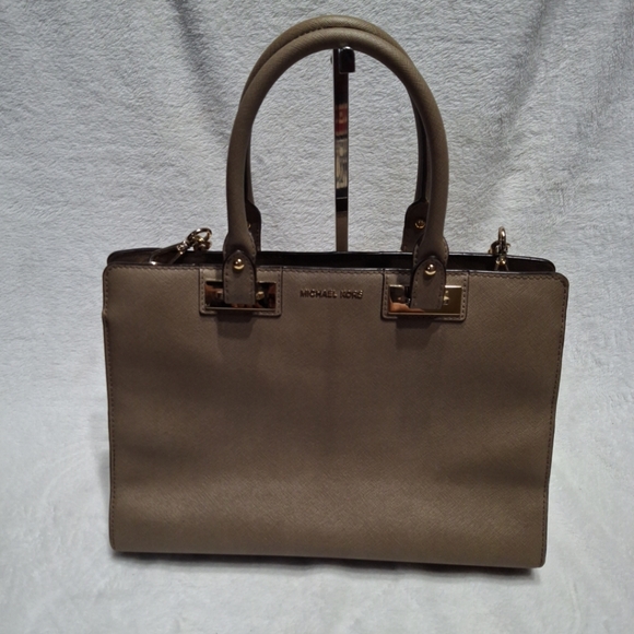 Michael Kors Taupe Satchel with Gold Accents - Picture 2 of 12